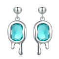 BSE735 Sterling Silver S925 Synthetic Paraiba Stud White Gold Plated Earrings