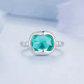 BSR323 Sterling Silver S925 Silver Synthetic Paraiba White Gold Plated Ring(Open Adjustable)