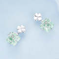 BSE745 Sterling Silver S925 White Gold Plated Verdant Leaf Clover Earrings