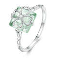 Buy BSR339 Sterling Silver S925 Verdant Four Leaf Clover Ring White Gold Plated(No.7)