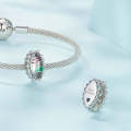 SCC2416 Sterling Silver S925 Rose Engraved Zirconia Bracelet Beads