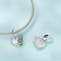 SCC2417 Sterling Silver S925 Lotus Flower Love Zirconia Engraved Bracelet Charm Bead