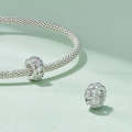 BSC741 S925 Sterling Silver Plated White Gold Zircon Flower Hollow Pattern Bracelet Beads