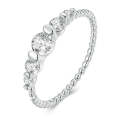 BSR344 Sterling Silver S925 White Gold Plated Bead Arrangement Zircon Ring(No.6)