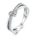 SCR896 Sterling Silver S925 Knot All-Match Zircon Ring(No.7)