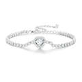 BSB098 S925 Sterling Silver Sparkling White Gold Plated Heart Zirconia Bracelet