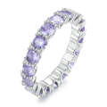 BSR340 Sterling Silver S925 Geometric Purple Zirconia White Gold Plated Ring(No.7)