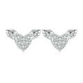 BSE756 Sterling Silver S925 Love Wings White Gold Plated Zirconia Earrings