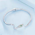 YIB058 Copper White Gold Plated Zirconium Stone Spirit Snake Guardian Open Bracelet