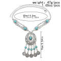 Exaggerated Necklace Tassel Vintage Female Alloy Plated Collarbone Chain, Color: Blue 1