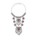 Exaggerated Necklace Tassel Vintage Female Alloy Plated Collarbone Chain, Color: Red 1