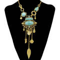 Exaggerated Openwork Pattern With Turquoise Alloy Stones Necklace(Gold)