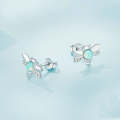 SCE1541 S925 Sterling Silver Plated Plated Opal Bee Stud Earrings