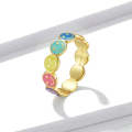BSR220 Sterling Silver S925 Colorful Smiley Face Drip Oil Ring(No.9)
