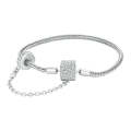 BSB103-19 Sterling Silver S925 White Gold Plated Zircon Cylinder Buckle Bracelet