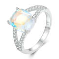 BSR354 Sterling Silver S925 Symphony Glass White Gold Plated Zircon Ring(No.7)