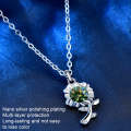 XMA033 925 Silver Necklace Moissanite Sunflower Flower Pendant Jewelry, Color: Green