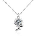 XMA033 925 Silver Necklace Moissanite Sunflower Flower Pendant Jewelry, Color: White