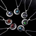 Luminous Zodiac Moon Titanium Steel Necklace Personalized Moon Pendant(Cancer)