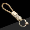 Braided Leather Rope Brave Troops Keychain With LED Light Metal Pendant(Golden+Golden Rope)