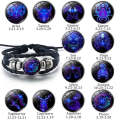 Twelve Constellation Luminous Bracelet Retro Leather Rope Woven Bracelet, Style: Leo