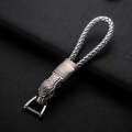 HONEST  Encrusted Car Keychain Leather Cord Leopard Metal Keychain Pendant(Upgrade White)