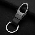 HONEST Leather Car Keychain Simple Circle Ring Pendant Keychain(Black)