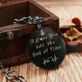 Engraved Vintage Commemorative Quartz Pocket Watch Round Watch, Style: I Love You (Black)