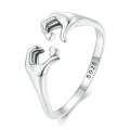 SCR902 Sterling Silver S925 Heart Gesture Opening Romantic Ring
