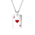 OPK 1542 Titanium Steel Men Necklace Personality Poker Pendant, Color: Red With Chain
