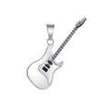 OPK 1989 Personality Stainless Steel Guitar Pendant Titanium Steel Necklace, Color: Steel Color P...
