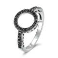 2 PCS Alloy Lucky Circle  Halo Rings, Ring Size:6(Black)