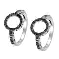 2 PCS Alloy Lucky Circle  Halo Rings, Ring Size:6(Black)