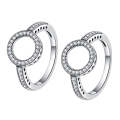 2 PCS Alloy Lucky Circle  Halo Rings, Ring Size:8(White)