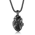 1168 Personalized Titanium Steel Cardiac Pendant Can Be Opened, Color: Black Large+4x60cm Pearl C...