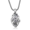 1168 Personalized Titanium Steel Cardiac Pendant Can Be Opened, Color: Steel Color Large+4x60cm P...