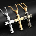 1213 Three Layer Cross Necklace Titanium Steel Men Necklace, Color: Black Single Pendant