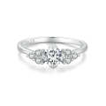 MSR016 Sterling Silver S925 Sparkling White Gold Plated Moissanite Heart Ring(No.8)