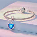 BSC775 Sterling Silver S925 Ocean Heart Zircon Plated Platinum Bracelet Bead