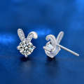 XEA010 S925 Silver Needle Full  Rabbit Earrings Women Mosan  Earrings(White)