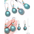 E1911-13 Turquoise Ethnic Style Earrings Temperament Simple Vintage Earrings