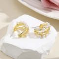 E2208-5 Three Circle C Shape Stud Earrings Jewelry
