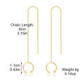 E2210-1 Dual Ball C Clip Long Ear Wire Women Simple Earrings