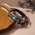 Bohemian Turquoise Natural Stone Sweater Vintage Pendant, Model: Leather Bracelet