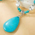 Bohemian Turquoise Natural Stone Sweater Vintage Pendant, Model: N2203-11 Large Water Droplets