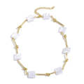 N2209-1 Twist Stick Square Pearl Ladies Temperament Necklace Collarbone Chain