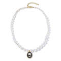 N2209-6 Oval White Flower Ladies Temperament Necklace Collarbone Chain