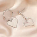 E2112-10 White K Asymmetric Love Love Silver Needle Earrings Simple Earrings
