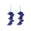 Long Exaggerated Fabric Art Handmade Petal Earrings, Color: E1908-27 Blue