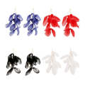 Long Exaggerated Fabric Art Handmade Petal Earrings, Color: E1908-33 Black